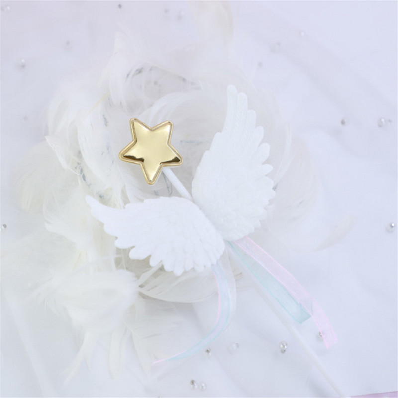 1 gab Creative Angel Wing Cake Topper Bake Cake Ievietotie kartīšu rotājumi Valentīna dienai Kāzu dzimšanas dienas cepšanas piederumi
