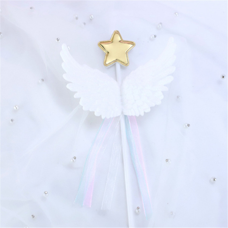 1 gab Creative Angel Wing Cake Topper Bake Cake Ievietotie kartīšu rotājumi Valentīna dienai Kāzu dzimšanas dienas cepšanas piederumi