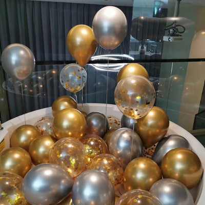 10 DB 12 hüvelykes rózsaszín vörös fém latex léggömbök gyöngyházfényű fém lufi arany színek globos esküvői születésnapi parti kellékek léggömb