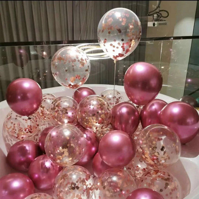 10 DB 12 hüvelykes rózsaszín vörös fém latex léggömbök gyöngyházfényű fém lufi arany színek globos esküvői születésnapi parti kellékek léggömb