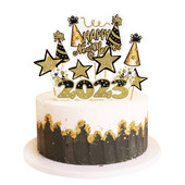 2023 Boldog Új Évet Torta Zászlók Karácsonyi Csillagok Tortafedő Karácsonyra Újévi Otthoni Parti Torta sütés Dekor DIY