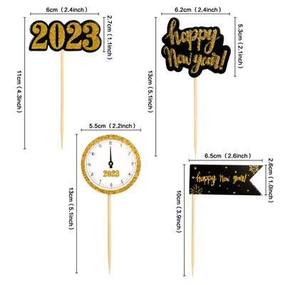 2023 Boldog Új Évet Torta Zászlók Karácsonyi Csillagok Tortafedő Karácsonyra Újévi Otthoni Parti Torta sütés Dekor DIY