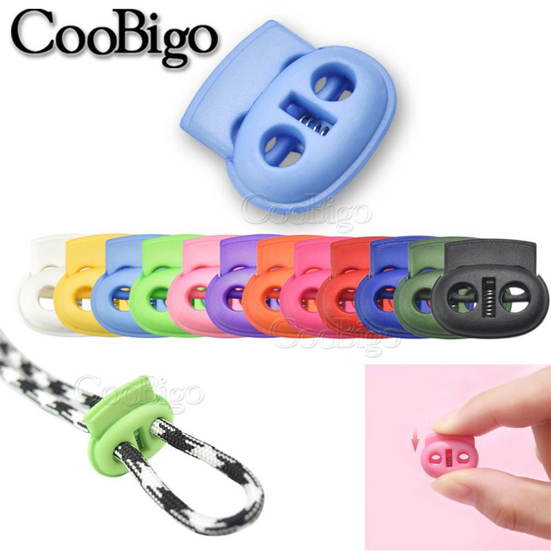 20db vegyes színes 5 mm-es lyukú műanyag dugós kábelzár bab váltókapocs Ruházat cipőfűző sportruházati kiegészítők