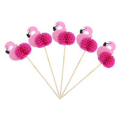 15db Flamingo Cupcake Toppers Trópusi Hawaii Beach Pool Party Desszert Gyümölcsválogatás Esküvői Születésnapi Party Tortafeltöltés Dekor