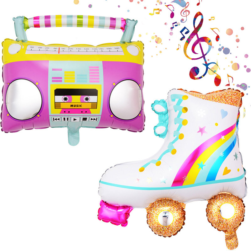 1db Rádió/görkorcsolya Fólia lufi zenei téma Születésnapi Esküvői Party Dekorációk Fólia lufi Gyerek babajátékok