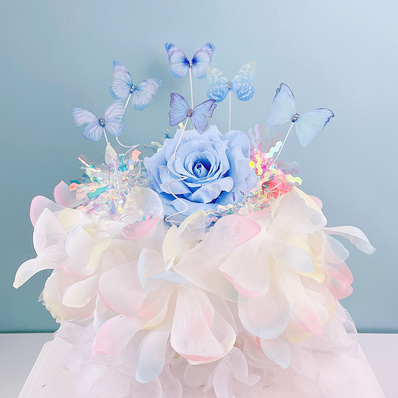 6db 3D Butterfly Boldog születésnapi tortafeltöltő esküvői barkácsparti babaváró lányoknak desszert cupcake dekoráció tortaeszköz