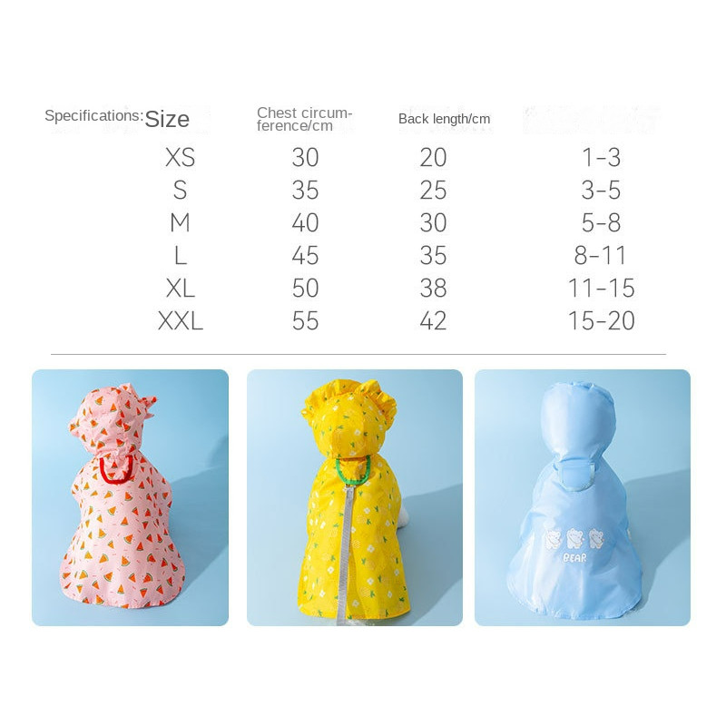 Tavasz nyár kisállat ruhák cica kiskutya aranyos rajzfilm mintás esőkabát Kis és közepes méretű kutya vízálló poncsó uszkár máltai