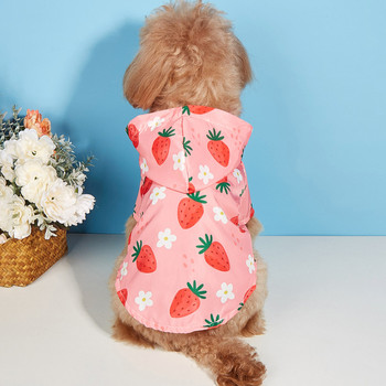 Αδιάβροχο μικρό σκυλί Strawberry Flowers Pet Αδιάβροχο Ρούχα Pomeranian Poodle Bichon Frize Schnauzer Pet Outfit Ρούχα για σκύλους