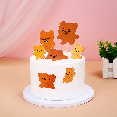 1 szett medve szivárványos hold szív tortalapos évfordulója Boldog születésnapot Cupcake Toppers Sütőparti zászló Babazuhany torta dekoráció