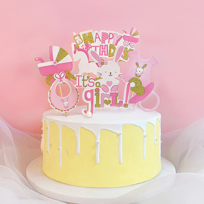 Gender Reveal Cake Topper lts a Boy Girl La mulți ani Decor Iepure Petrecere Coace Desert Rechizite Cupcake Toppers Baby Shower