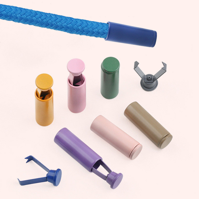 2 vnt. nuimamas kamštis su dangteliu stačiakampiais laido galais, užrakto kamščiai virviniams drabužiams, sportinės aprangos dalims, priedams