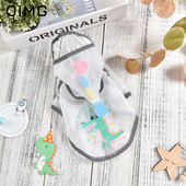 OIMG moderns mazo suņu lietusmētelis, dinozauru apdruka, mājdzīvnieku apģērbs, šnaucers jorki pūdelis, jauks ūdensnecaurlaidīgs mētelis