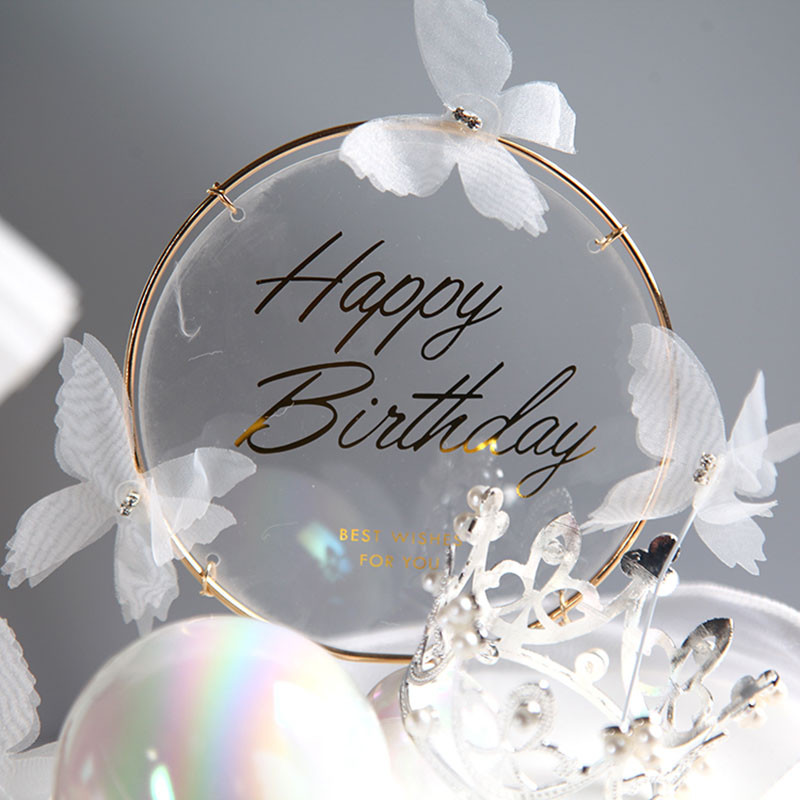 Romantikus pillangósütés Boldog születésnapot akril torta felső díszítés lány hercegnő esküvői születésnapi party torta szuper kellékek