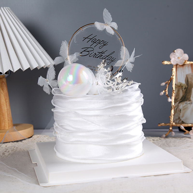 Romantikus pillangósütés Boldog születésnapot akril torta felső díszítés lány hercegnő esküvői születésnapi party torta szuper kellékek