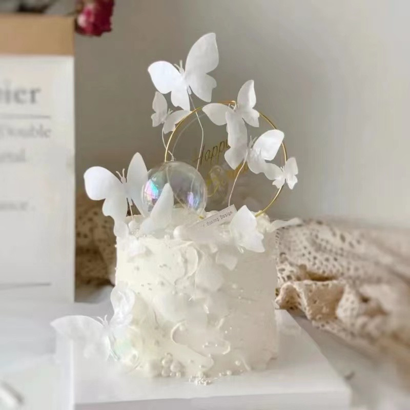 Romantikus pillangósütés Boldog születésnapot akril torta felső díszítés lány hercegnő esküvői születésnapi party torta szuper kellékek