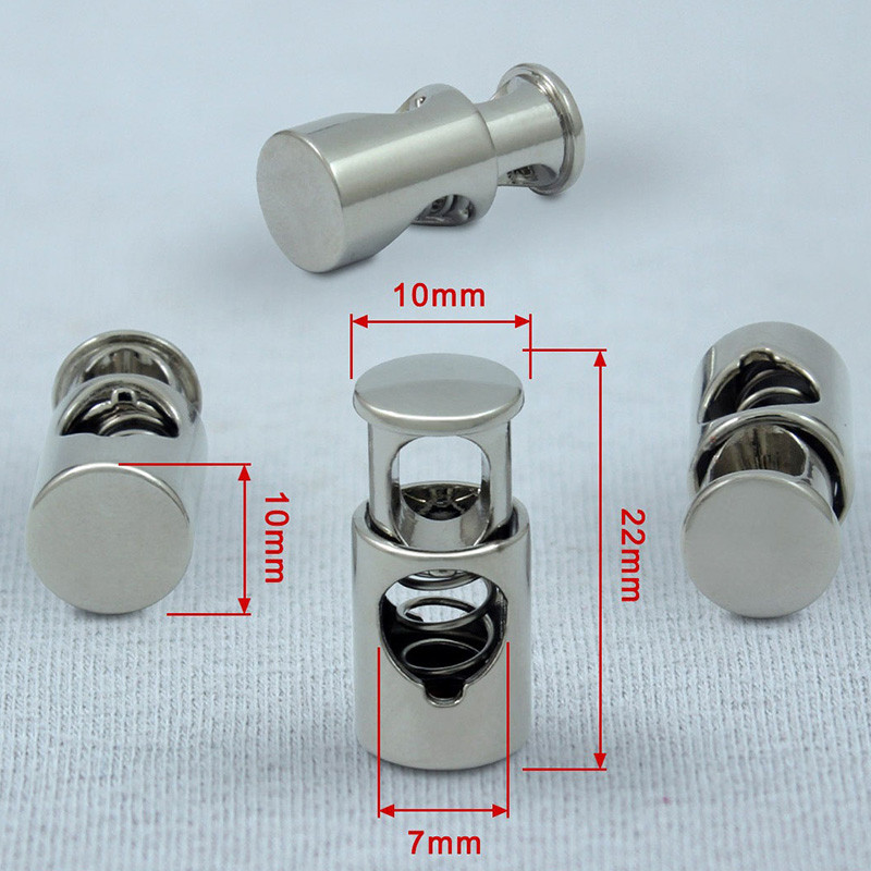 10 τμχ Κλιπ πόρπης ελατηρίου μονής τρύπας 10mm DIY Αντικατάσταση ραπτικής κουκούλας αθλητικών ειδών τσάντα κορδόνι σχοινί Κλείδωμα με κορδόνι