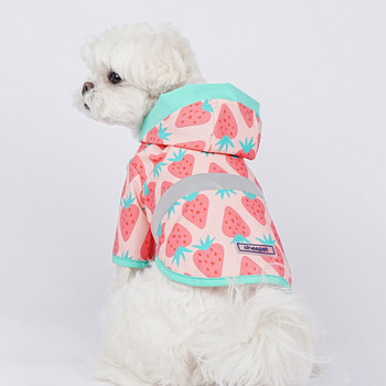Pet Cat Dog Αδιάβροχο με κουκούλα αντανακλαστικό κουτάβι Μικρό σκυλί Rain παλτό Ρούχα για σκύλους κατοικίδιων ζώων Αδιάβροχη εκτύπωση φρούτων για σκύλους Μπουφάν για κατοικίδια
