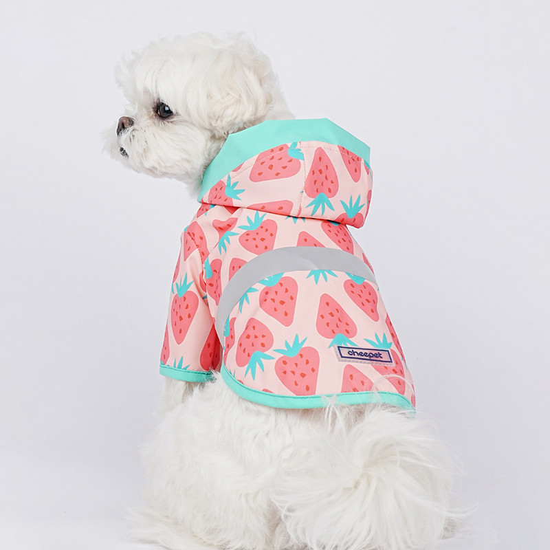 Pet Cat Dog Αδιάβροχο με κουκούλα αντανακλαστικό κουτάβι Μικρό σκυλί Rain παλτό Ρούχα για σκύλους κατοικίδιων ζώων Αδιάβροχη εκτύπωση φρούτων για σκύλους Μπουφάν για κατοικίδια