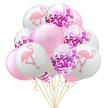 15 τμχ Flamingo Hawaiian Tropical Latex Balloon Confetti Sequin Balloons Birthday Wedding Party Supplies Διακοσμήσεις για πάρτι DIY