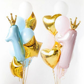 1. boldog születésnapot szám korona fólia lufi fiú lány első buli dekoráció gyerekeknek baba az egyéves születésnapom globos kellékei