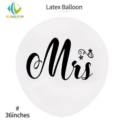 Baloni od 36 inča Mr Mrs Bijeli lateks baloni za svatove Dekoracije mladenke za zaruke Gospođa ili gospođa Helium Globos Party Supplie
