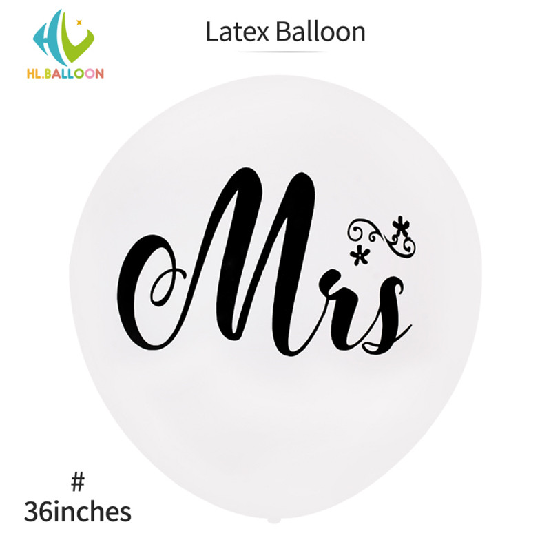 Baloane din latex Mr Mrs alb de 36 de inchi pentru decorațiuni de petrecere de nuntă Mireasa care urmează să fie logodită.