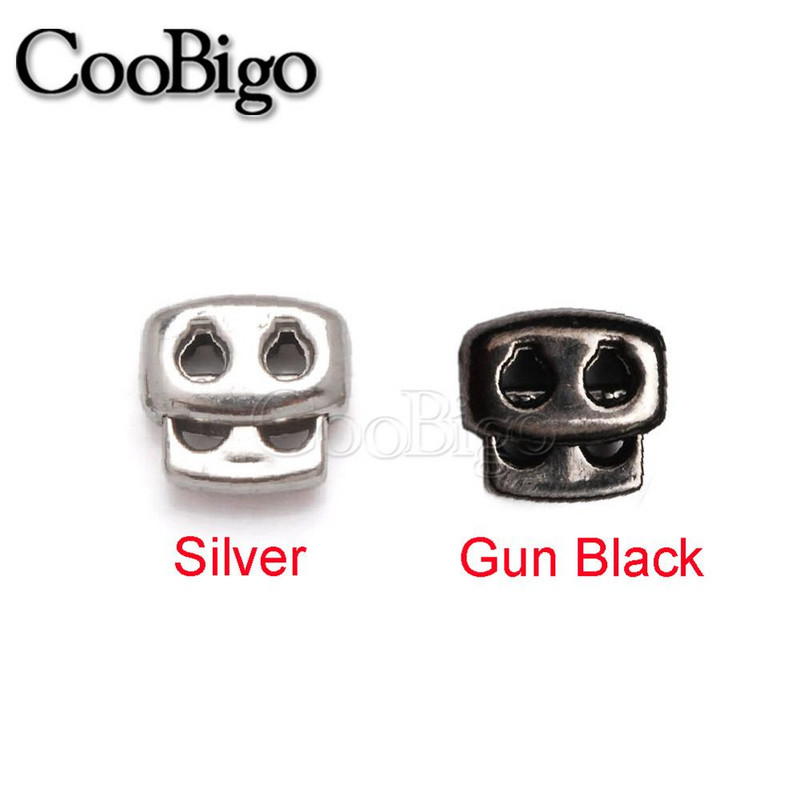 10 gab. Vada slēdzenes aizbāznis, sviras skava Plastmasas apavu šņores štrope Sporta apģērba cepure mugursoma apģērba virve DIY piederumi, divi caurumi