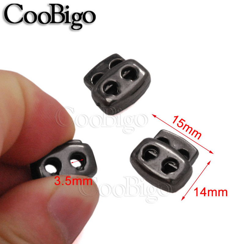 10 gab. Vada slēdzenes aizbāznis, sviras skava Plastmasas apavu šņores štrope Sporta apģērba cepure mugursoma apģērba virve DIY piederumi, divi caurumi