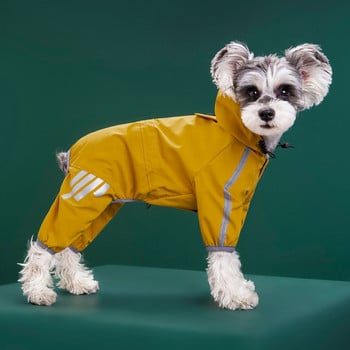 Дъждобран за кучета от една част с пълно покритие с качулка Водоустойчиви костюми за кучета Светлоотразяващ гащеризон за домашни любимци Дъждобран Дрехи за малки и средни кучета