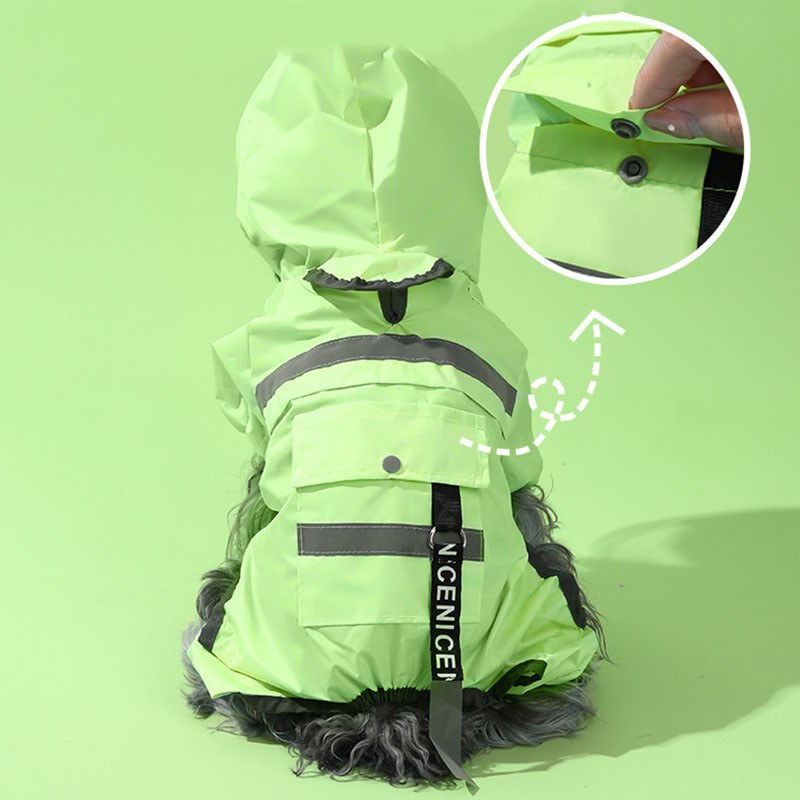 Nyári új kisállat esőkabát Vízálló kapucnis poliészter taff anyag Csúcskabát Minden méret Kutya Fényvisszaverő Ruházat Kisállatruházat