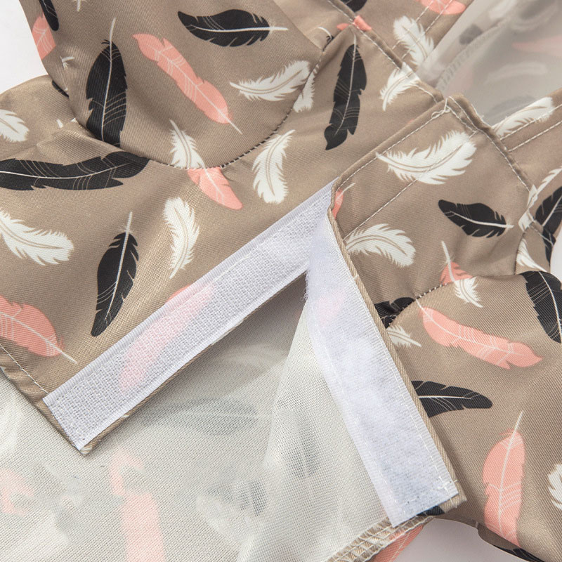 Vasaras jauns mājdzīvnieks, jauks lietusmētelis ar apdruku, ūdensnecaurlaidīgs, vēja necaurlaidīgs ar kapuci, poliestera materiāls, mazs vidējs suņu kaķu apģērbs, mājdzīvnieku apģērbs