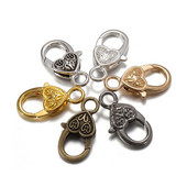 10db 26x15MM szív alakú homár kapocs kampók retro kulcstartó kapcsok karkötő csat barkács ékszer készítés Kulcskarika komponensek