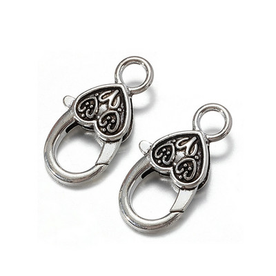 10db 26x15MM szív alakú homár kapocs kampók retro kulcstartó kapcsok karkötő csat barkács ékszer készítés Kulcskarika komponensek