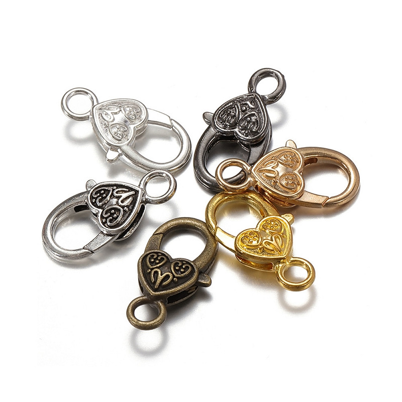 10db 26x15MM szív alakú homár kapocs kampók retro kulcstartó kapcsok karkötő csat barkács ékszer készítés Kulcskarika komponensek