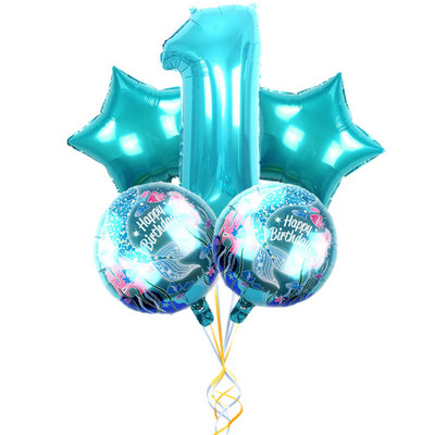 5db 32 hüvelykes TF kék szám 18 hüvelykes Pentagram sellő kombinációs szett léggömb baba születésnapi parti barkács dekoráció