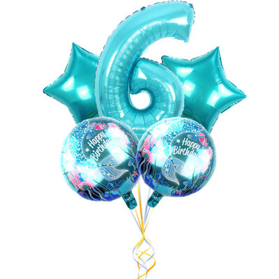 5db 32 hüvelykes TF kék szám 18 hüvelykes Pentagram sellő kombinációs szett léggömb baba születésnapi parti barkács dekoráció