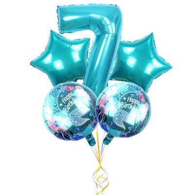 5db 32 hüvelykes TF kék szám 18 hüvelykes Pentagram sellő kombinációs szett léggömb baba születésnapi parti barkács dekoráció