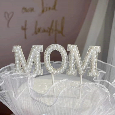 DIY MOM kūkas deserta dekorēšana Priecīgas Mātes dienas dāvanu kūku pildītāji, balti dzijas piederumi dzimšanas dienas ballītei kāzu mīlestības kūkas virsmai