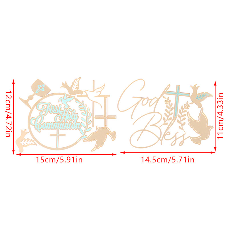 Topper pentru tort Baptist pentru baieti si fete Euharistie pentru tort auriu pentru petrecere de aniversare Decor acrilic pentru tort