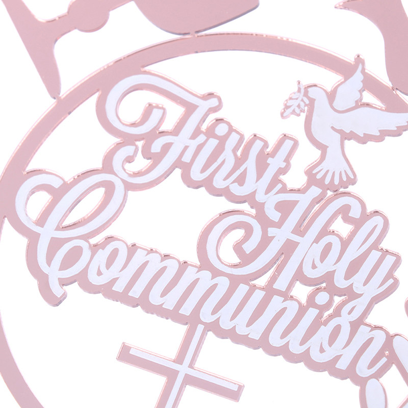 Topper pentru tort Baptist pentru baieti si fete Euharistie pentru tort auriu pentru petrecere de aniversare Decor acrilic pentru tort