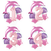 116 cm rožinės spalvos delfinų folijos balionai su 40 colių skaičiumi helio balionu jūros pasaulio teminis rinkinys Gimtadienio vakarėlio dekoracijos Kūdikių dušai