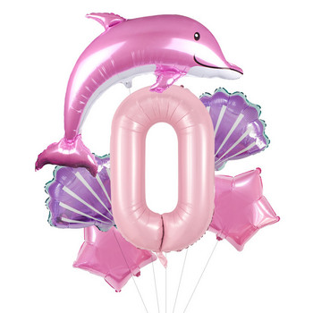116 см розови балони от фолио Делфин с 40 инча номер Хелиев балон Морски свят Тематичен комплект Декорации за парти за рожден ден Бебешки празници