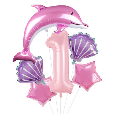 116 cm rožinės spalvos delfinų folijos balionai su 40 colių skaičiumi helio balionu jūros pasaulio teminis rinkinys Gimtadienio vakarėlio dekoracijos Kūdikių dušai