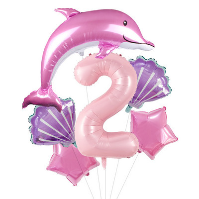 116 cm rožinės spalvos delfinų folijos balionai su 40 colių skaičiumi helio balionu jūros pasaulio teminis rinkinys Gimtadienio vakarėlio dekoracijos Kūdikių dušai