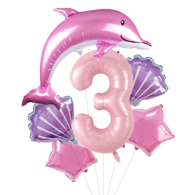 116 cm rožinės spalvos delfinų folijos balionai su 40 colių skaičiumi helio balionu jūros pasaulio teminis rinkinys Gimtadienio vakarėlio dekoracijos Kūdikių dušai