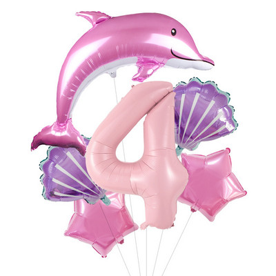 116 cm rožinės spalvos delfinų folijos balionai su 40 colių skaičiumi helio balionu jūros pasaulio teminis rinkinys Gimtadienio vakarėlio dekoracijos Kūdikių dušai