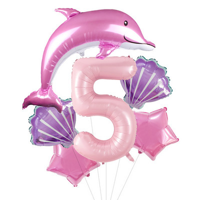 116 cm rožinės spalvos delfinų folijos balionai su 40 colių skaičiumi helio balionu jūros pasaulio teminis rinkinys Gimtadienio vakarėlio dekoracijos Kūdikių dušai