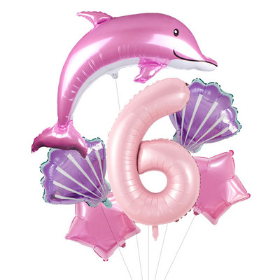 116 cm rožinės spalvos delfinų folijos balionai su 40 colių skaičiumi helio balionu jūros pasaulio teminis rinkinys Gimtadienio vakarėlio dekoracijos Kūdikių dušai