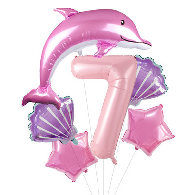 116 cm rožinės spalvos delfinų folijos balionai su 40 colių skaičiumi helio balionu jūros pasaulio teminis rinkinys Gimtadienio vakarėlio dekoracijos Kūdikių dušai