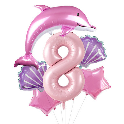 116 cm rožinės spalvos delfinų folijos balionai su 40 colių skaičiumi helio balionu jūros pasaulio teminis rinkinys Gimtadienio vakarėlio dekoracijos Kūdikių dušai